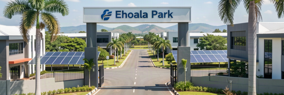 Entree du parc industriel Ehoala Park region Anosy Fort-Dauphin Madagascar zone economique durable